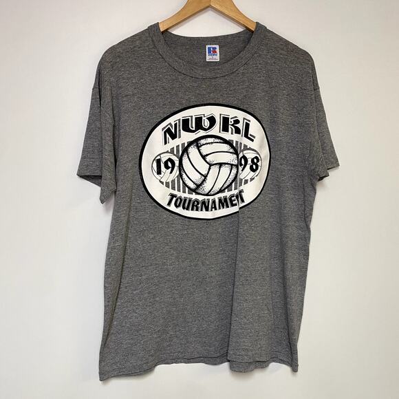 Vintage Russell Blank T-Shirt Volleyball Tournarment Gray T - Picture 1 of 2